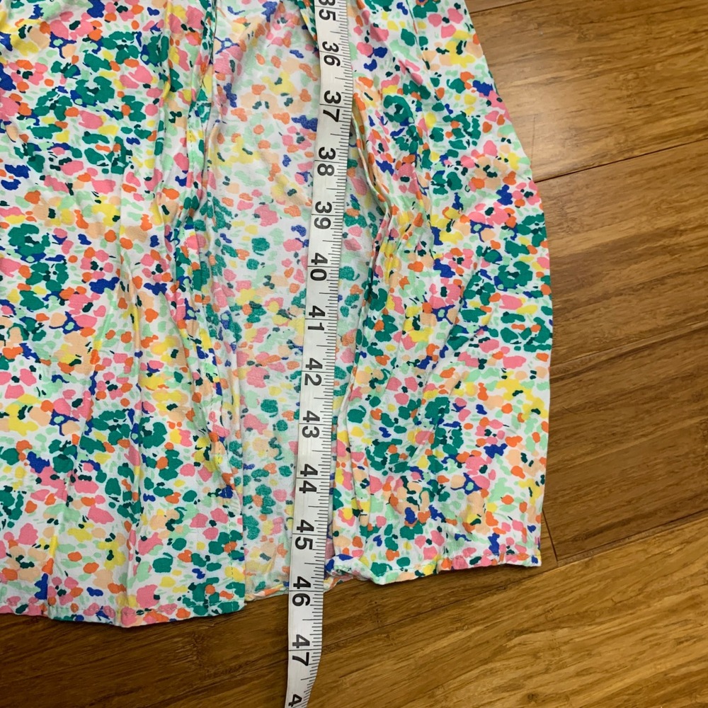 LOFT Womens Multi Color Abstract Floral Ruffle Shoulder Midi Dress Size 6 - Picture 4 of 7